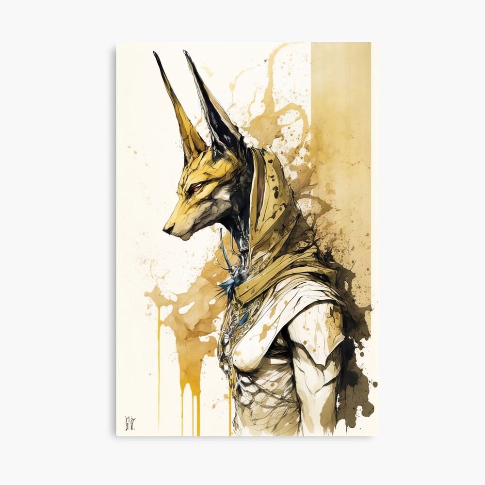 Free store shipping! Egyptian Style Anubis Underworld Black Ink Framed Artwork Art