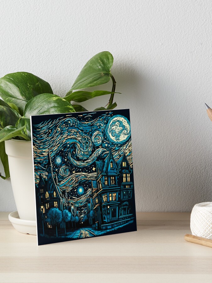 Modern Remix Starry Night Van Gogh  Art Board Print for Sale by