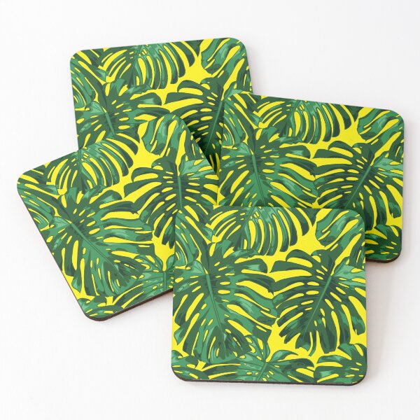 Item preview, Tropical Dark Green Yellow Monstera Leaves Pattern designed and sold by JessicaAmber.