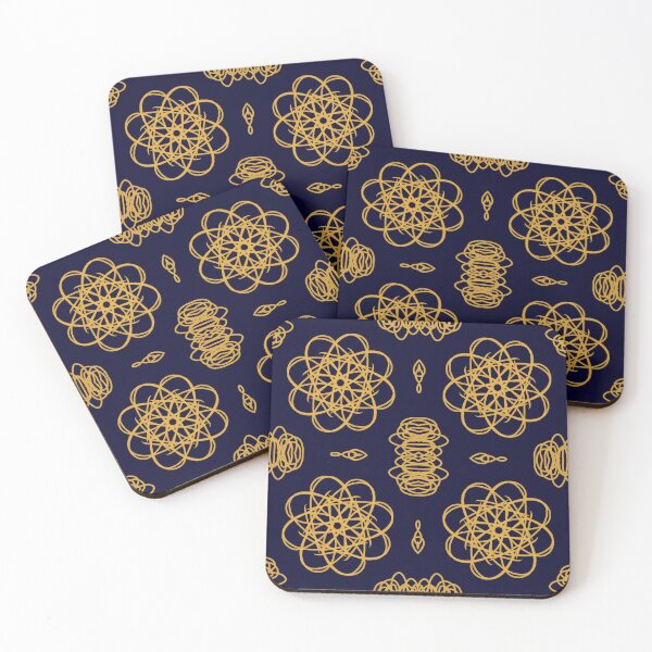 Item preview, Blue gold atomic pattern designed and sold by PixaBella.