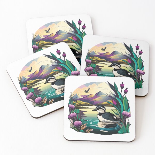 Item preview, Bufflehead on a Dreamy Lake Flower Framed designed and sold by Vector-nook.