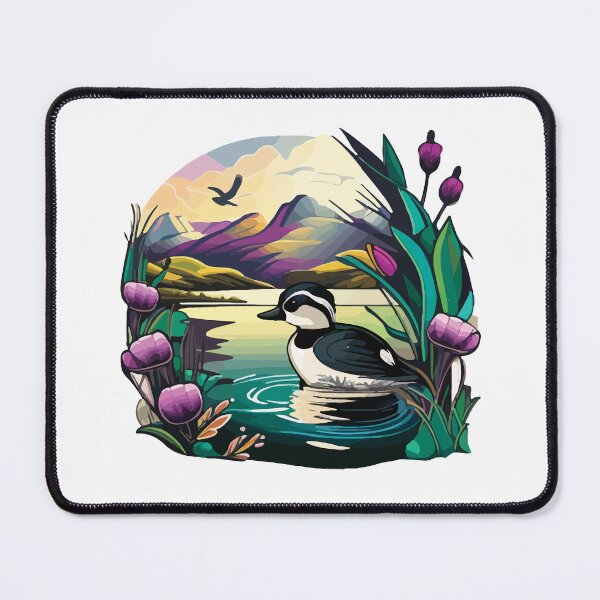 Item preview, Bufflehead on a Dreamy Lake Flower Framed designed and sold by Vector-nook.