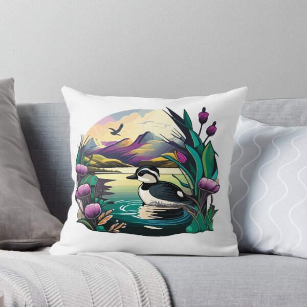 Item preview, Bufflehead on a Dreamy Lake Flower Framed designed and sold by Vector-nook.