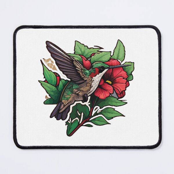 Item preview, Ruby-Throated Hummingbird Camouflaged in Flowers designed and sold by Vector-nook.