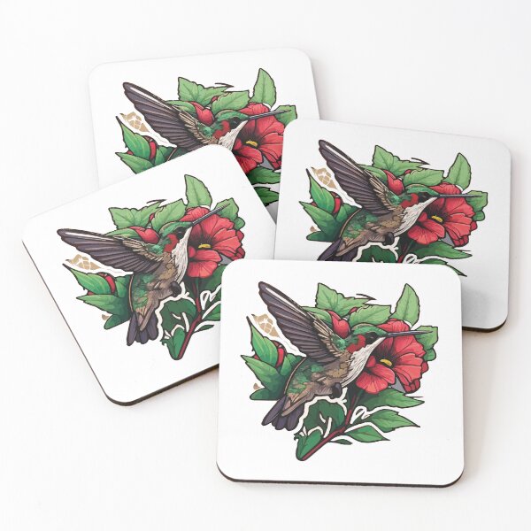 Item preview, Ruby-Throated Hummingbird Camouflaged in Flowers designed and sold by Vector-nook.