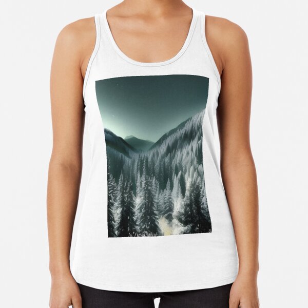 The mountain peaks are sleeping in the dark of night, The whole world&#39;s wrapped in slumber deep and tight Racerback Tank Top