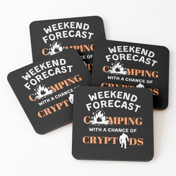 Item preview, Weekend Forecast Camping with a Chance of Cryptids Funny Sasquatch Outdoors designed and sold by DPlumDesign.