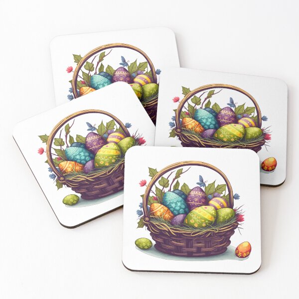 Item preview, Easter basket with colorful Easter eggs designed and sold by AdamPolak.