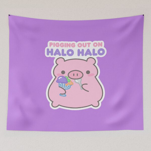 Item preview, Cute Pig Eating Halo-Halo designed and sold by ahahaitsart.