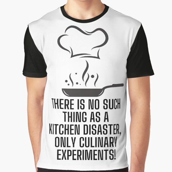 Funny kitchen quote meme: There is no such thing as a kitchen disaster,  only culinary experiments! Apron for Sale by PixelPizzazz