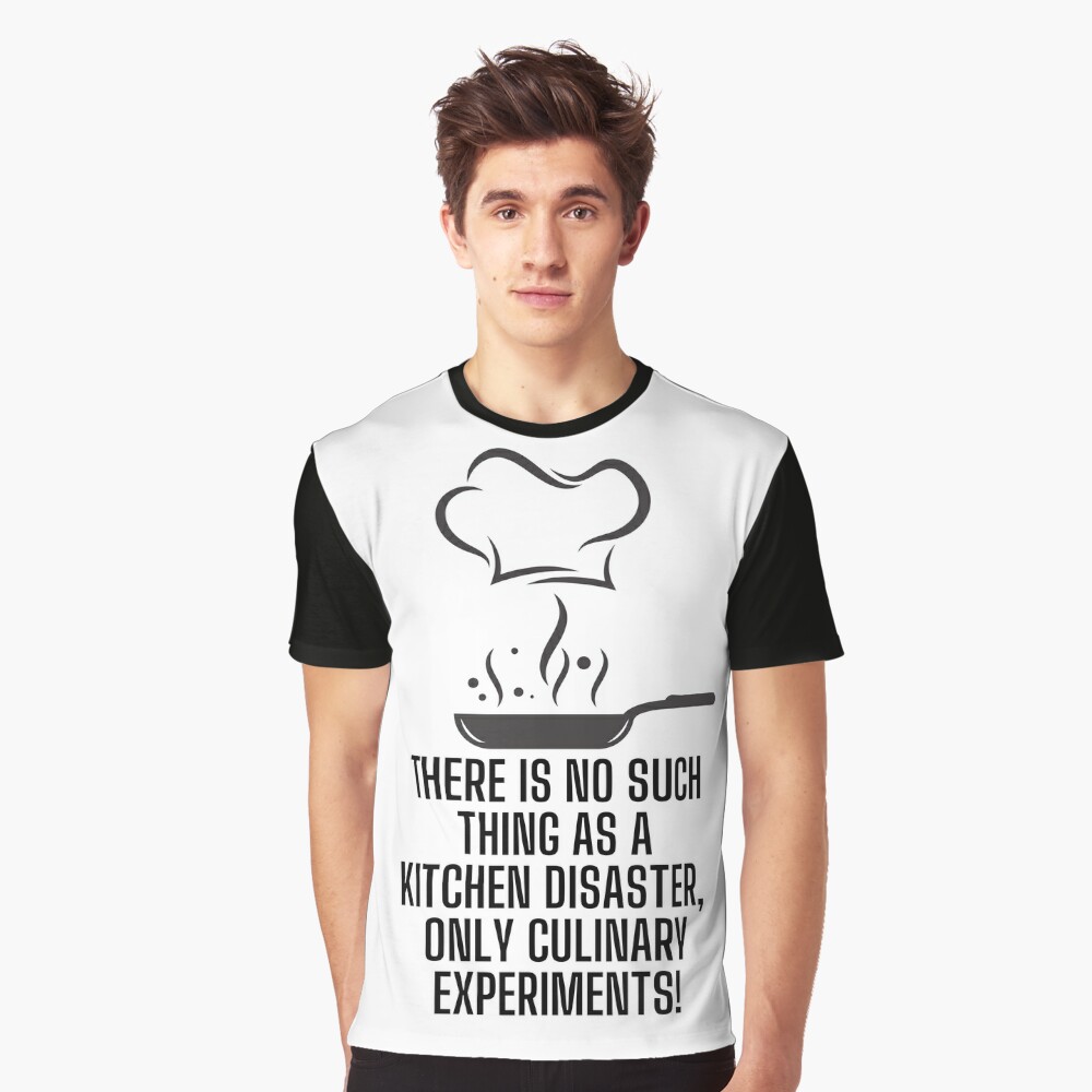 Funny kitchen quote meme: There is no such thing as a kitchen disaster,  only culinary experiments! Apron for Sale by PixelPizzazz