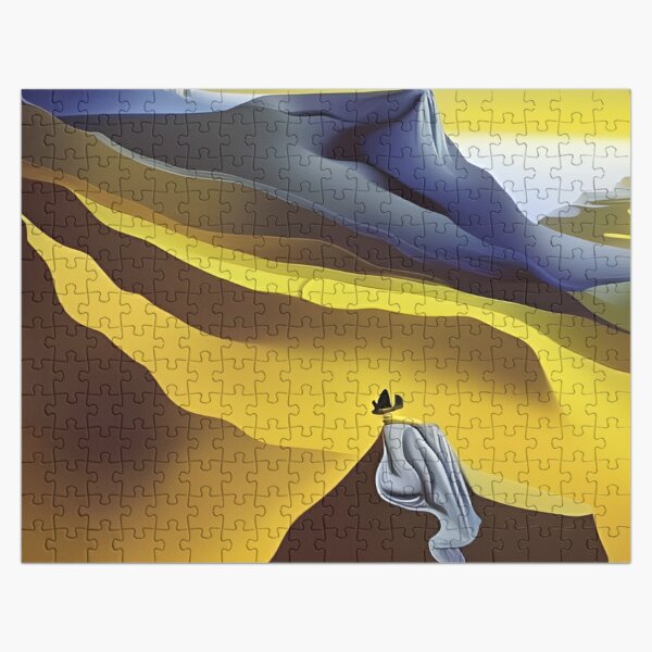 Mountain peaks sleep in the darkness of the night.  Quiet valleys are full of fresh haze Jigsaw Puzzle