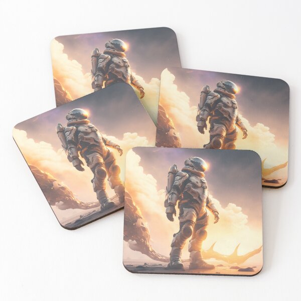 Item preview, Cosmonaut in the Golden Hours - Space Art Print designed and sold by Cosmoverso.