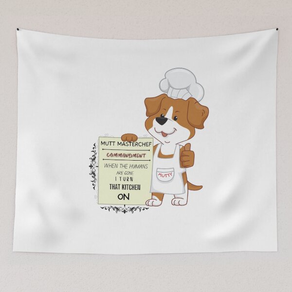 Item preview, Funny Dog Mutt chef -- Quote/Meme: When the humans are gone I turn that kitchen on designed and sold by PixelPizzazz.