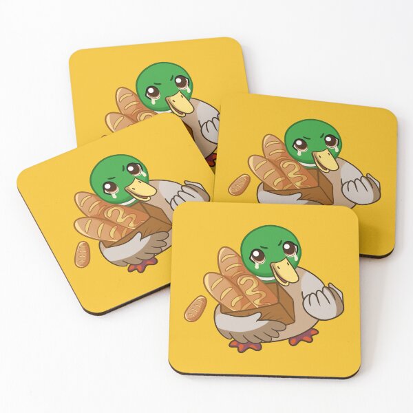 Item preview, duck crying because he dropped a piece of bread on the floor after buying it, funny illustrations, colorful design designed and sold by kitsuneins.