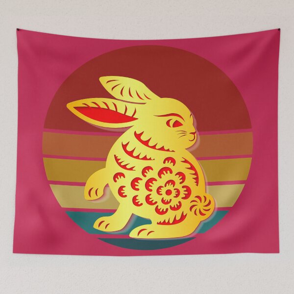 Item preview, luxury golden red chinese style paper cut relief art of rabbit designed and sold by MerryCrown.