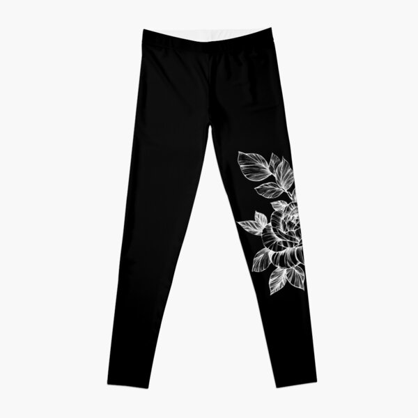 Peony - beautiful floral design in white Leggings