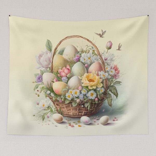 Item preview, Easter basket with colorful Easter eggs designed and sold by AdamPolak.