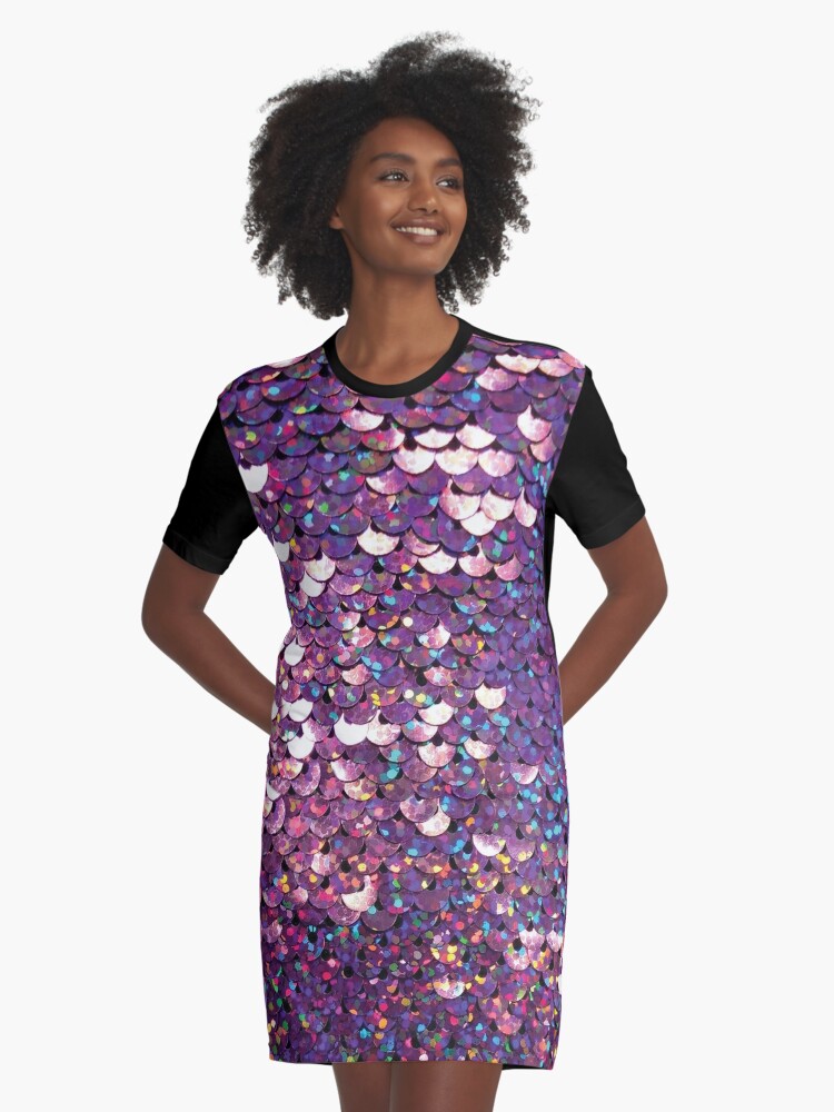 Sequin graphic t shirt dress fashion