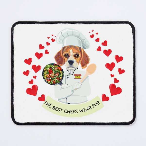 Item preview, Funny Beagle Vegetarian Greek Salad Chef quote: The Best Chefs Wear Fur covered in hearts designed and sold by PixelPizzazz.