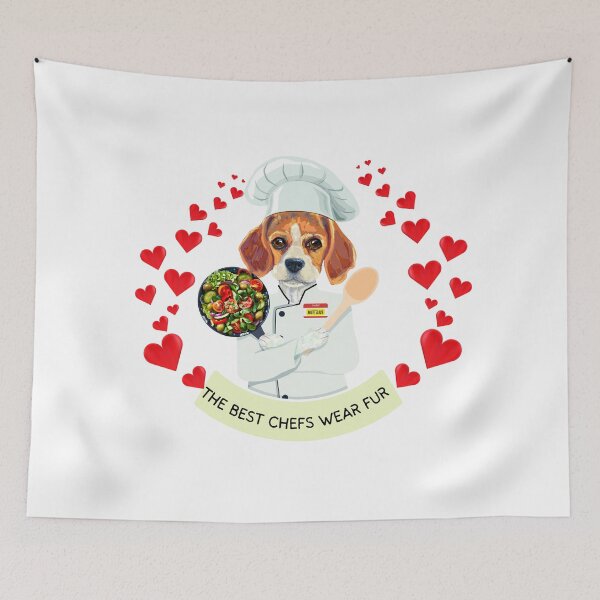 Item preview, Funny Beagle Vegetarian Greek Salad Chef quote: The Best Chefs Wear Fur covered in hearts designed and sold by PixelPizzazz.