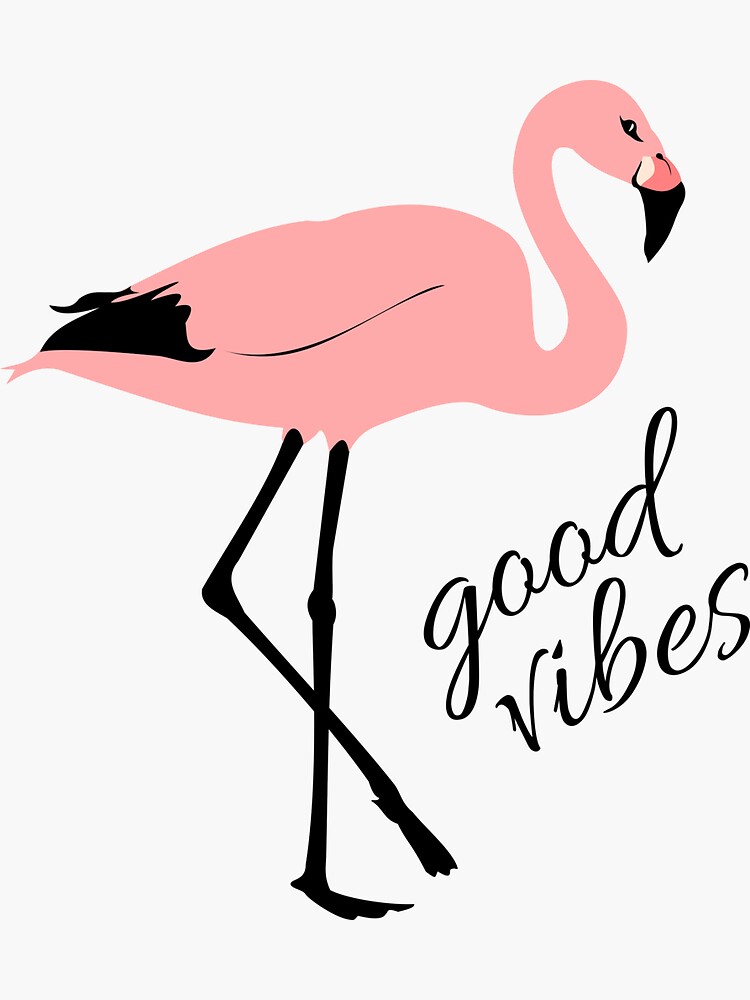"Flamingo Good Vibes Pink Black" Sticker for Sale by WittyBetty | Redbubble