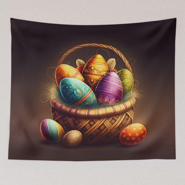 Item preview, Easter basket with colorful Easter eggs designed and sold by AdamPolak.