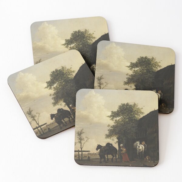 Item preview, Figures with Horses by a Stable (Paulus Potter) designed and sold by ArtHistorical.