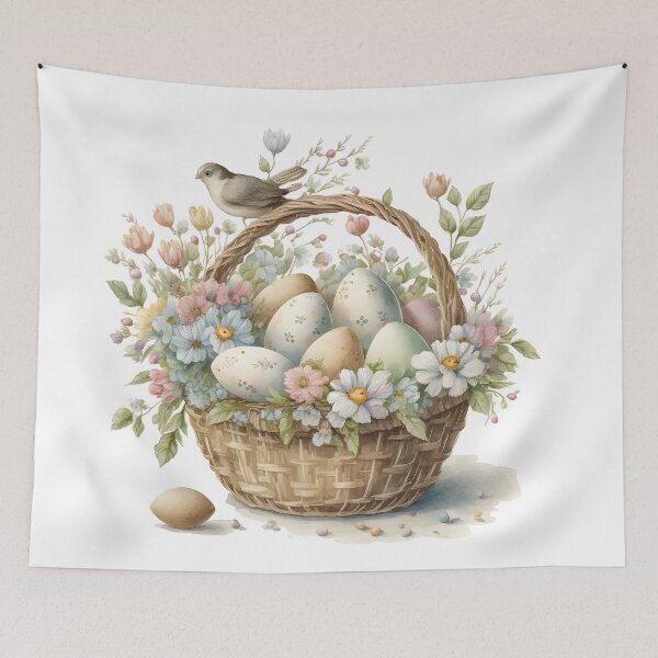 Item preview, Easter basket with colorful Easter eggs designed and sold by AdamPolak.