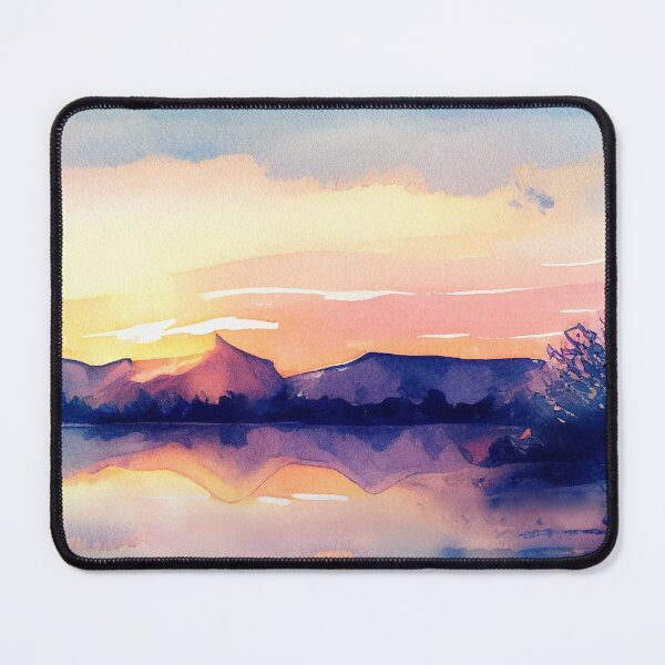 Item preview, Sunrise artwrok with puprle blue pink watercolor painting designed and sold by adlydesigns.