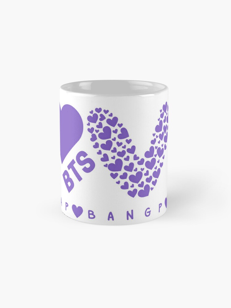 BTS Korean Names in Purple Hearts Coffee Mug by Tizzie