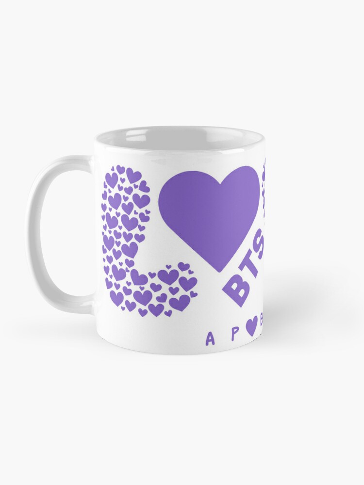 BTS Korean Names in Purple Hearts Coffee Mug by Tizzie