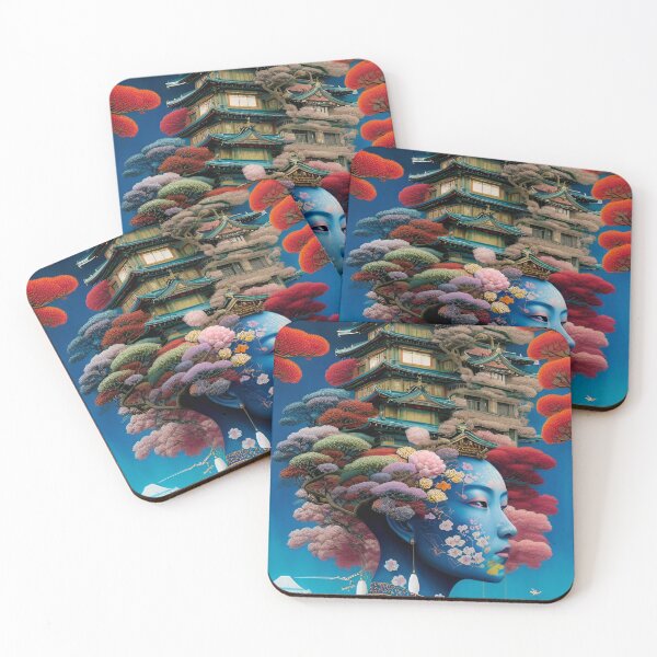 Item preview, Stunning Japanese Abstract colorful flowery artwork designed and sold by PixelPizzazz.