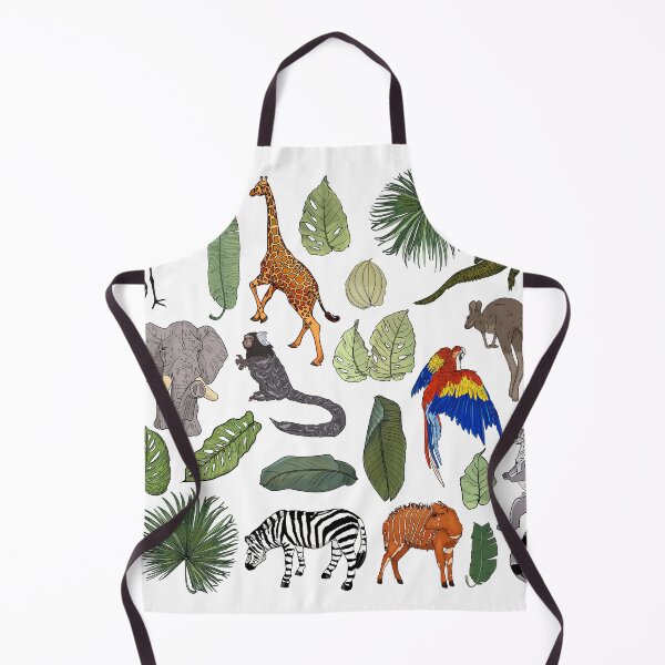 Item preview, African animal, tropical leaves, tropical flowers. Elephant, lemur, giraffe, crocodile, lion designed and sold by Anastasiia Yurevych.