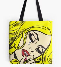 Blonde Crying Comic Girl Tote Bag