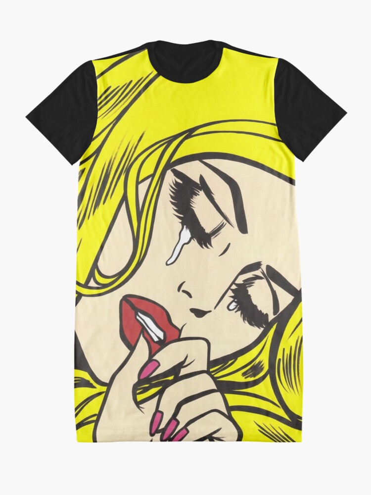 Alternate view of Blonde Crying Comic Girl Graphic T-Shirt Dress