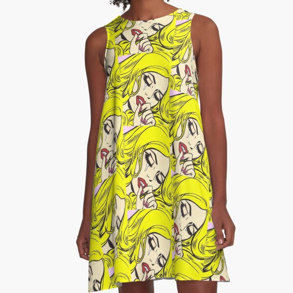 Blonde Crying Comic Girl A-Line Dress