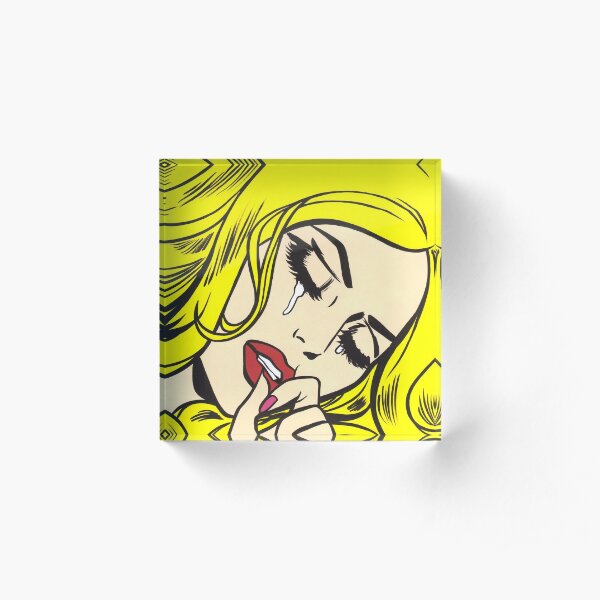 Blonde Crying Comic Girl Acrylic Block