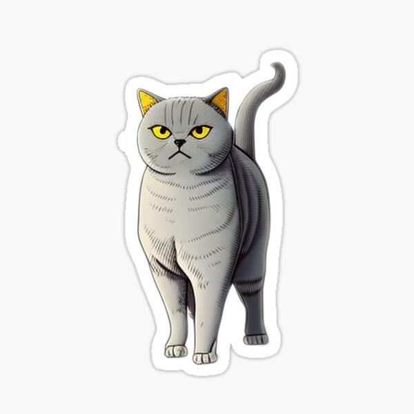 Angry Gray Sphynx Cat Meme Grumpy Sticker · Creative Fabrica