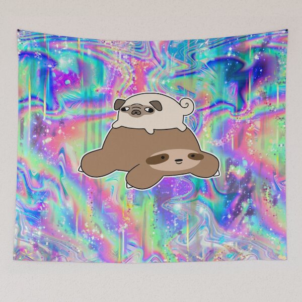 Artikelvorschau, Little Pug und Faultier - Rainbow Holographic entworfen und verkauft von SaradaBoru.