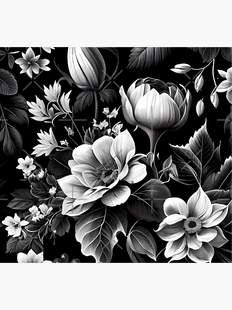 Disover Black White Modern Vintage Botanical Floral Pattern Socks