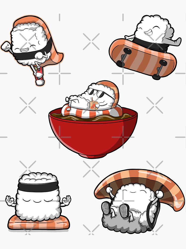 Kawaii Sushi Sticker Pack Sticker for Sale by ProjectX23