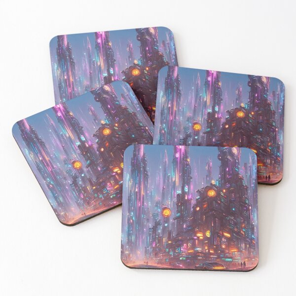 Item preview, Night futuristic bright cityscape designed and sold by msys.