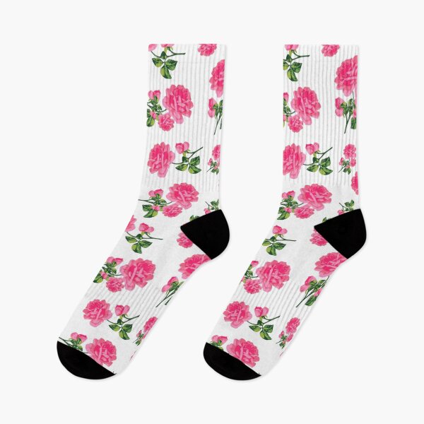 Artikelvorschau, Landhaus-Rosen-Garten - Pink-Blumen auf weißem Blumenmuster entworfen und verkauft von inspirationzgal.