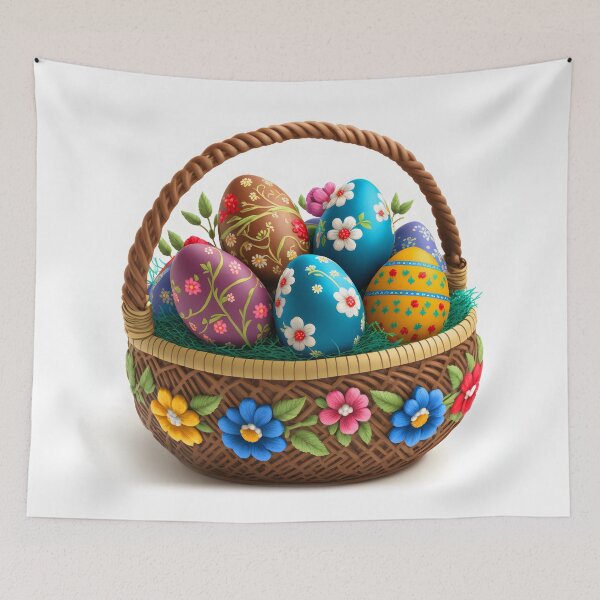 Item preview, Easter basket with colorful Easter eggs designed and sold by AdamPolak.
