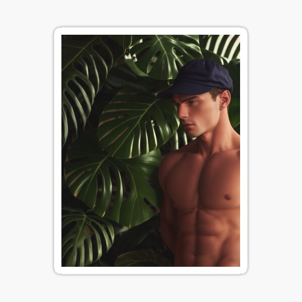 Vintage Male with Monstera plant Sticker