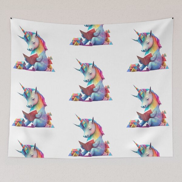 Item preview, Design of a Unicorn Reading a Book in Rainbow Colors designed and sold by zzibel.