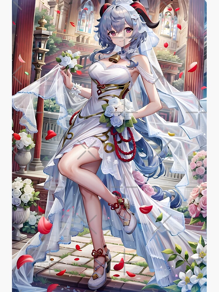 Ganyu Genshin Impact Waifu Wedding Dress Premium Matte Vertical