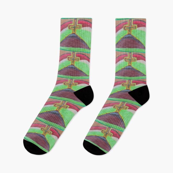 Item preview, Cross on the Hill with Rainbow Horizon  designed and sold by PodmenikArt.