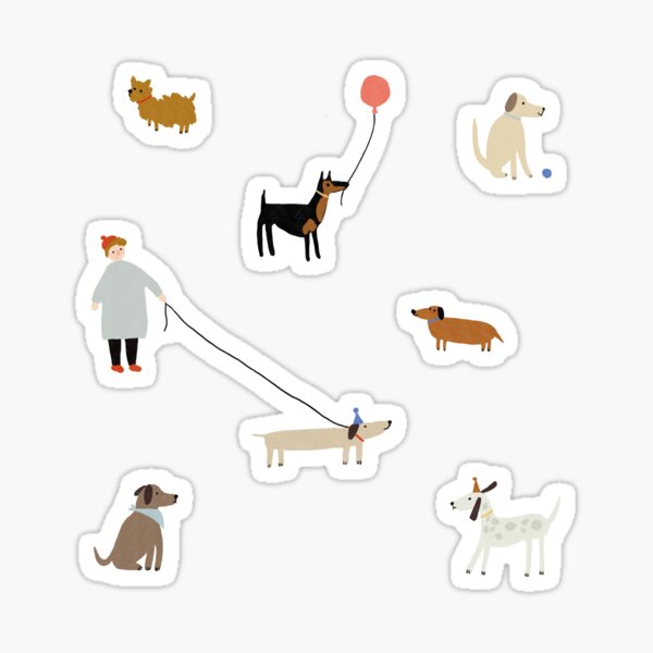 Cute Dog Park Pattern Print Sticker